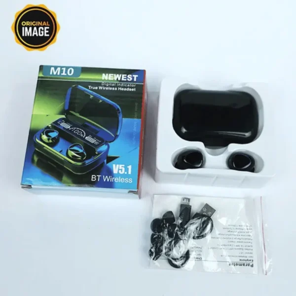 M10 TWS Earphone 9D Stereo LED Digital Display Touch CVC8.0 Digital Noise Reduction Technology – Black | Osman Mart - Image 2