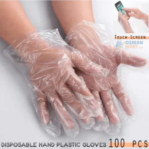 Polyethylene Hand Gloves – 100 Pcs | Disposable Plastic Gloves for Hygiene & Protection